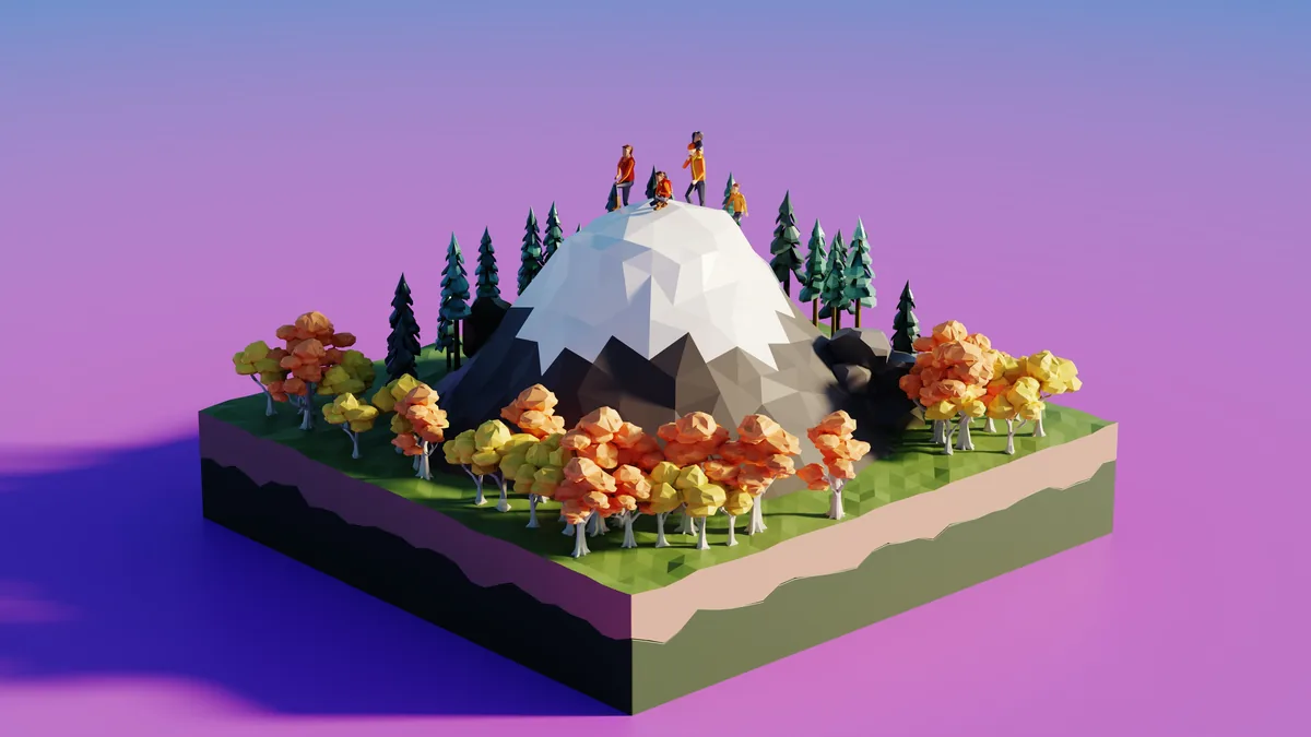 Rain, mountain diorama